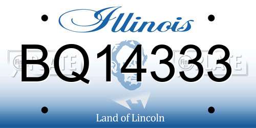 BQ14333 Illinois License Plate