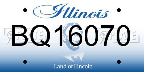 BQ16070 Illinois License Plate