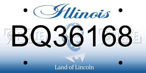 BQ36168 Illinois License Plate