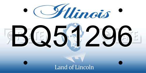 BQ51296 Illinois License Plate