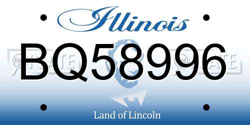 BQ58996 Illinois License Plate