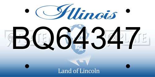 BQ64347 Illinois License Plate