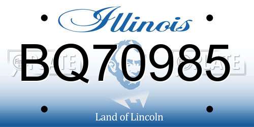 BQ70985 Illinois License Plate