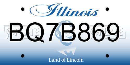 BQ7B869 Illinois License Plate