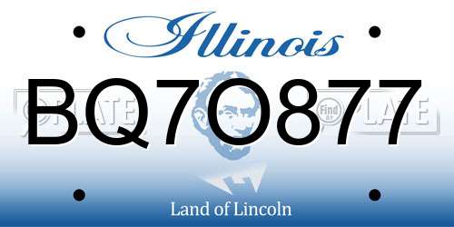 BQ7O877 Illinois License Plate