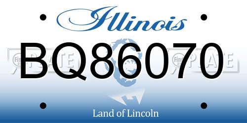 BQ86070 Illinois License Plate