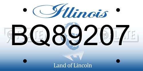 BQ89207 Illinois License Plate