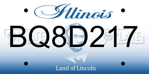 BQ8D217 Illinois License Plate
