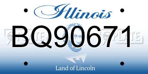 BQ90671 Illinois License Plate