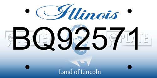 BQ92571 Illinois License Plate