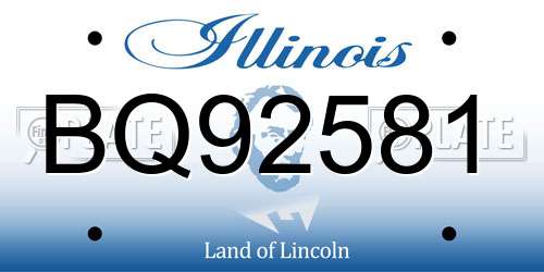 BQ92581 Illinois License Plate
