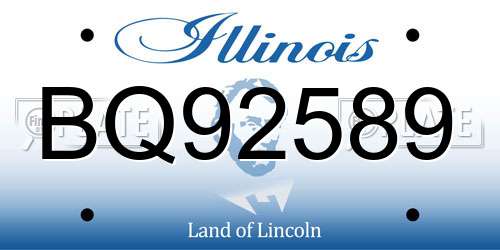 BQ92589 Illinois License Plate