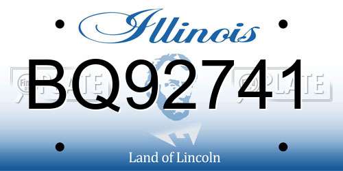 BQ92741 Illinois License Plate