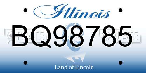 BQ98785 Illinois License Plate