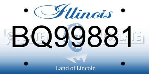 BQ99881 Illinois License Plate