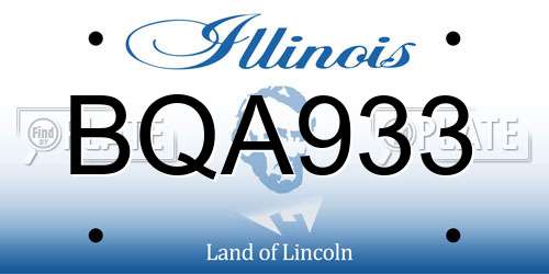 BQA933 Illinois License Plate