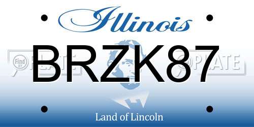 BRZK87 Illinois License Plate