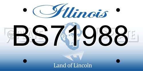 BS71988 Illinois License Plate