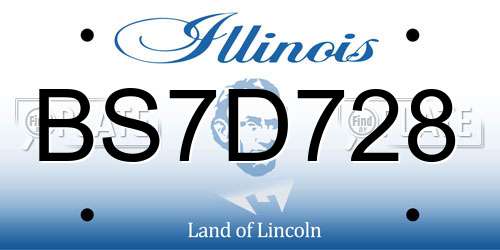 BS7D728 Illinois License Plate