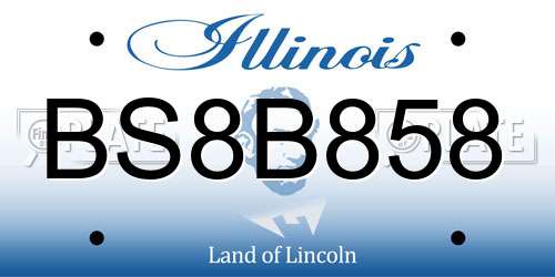 BS8B858 Illinois License Plate