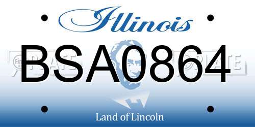 BSA0864 Illinois License Plate