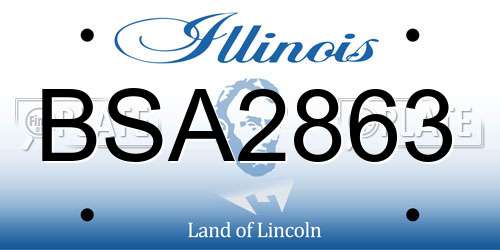 BSA2863 Illinois License Plate