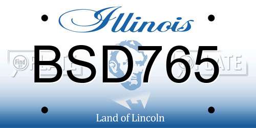 BSD765 Illinois License Plate