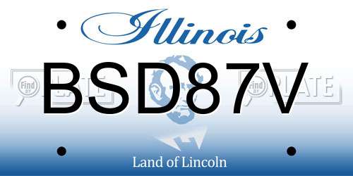 BSD87V Illinois License Plate