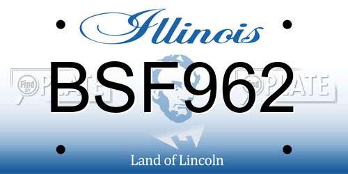 BSF962 Illinois License Plate