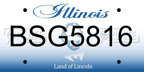 BSG5816 Illinois License Plate
