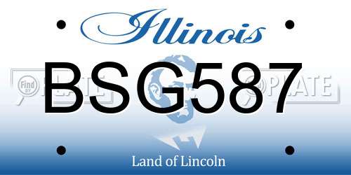 BSG587 Illinois License Plate