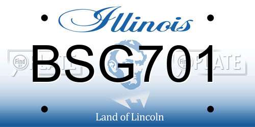 BSG701 Illinois License Plate