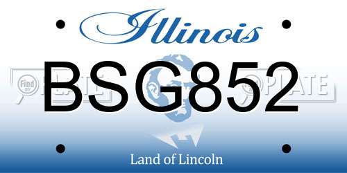 BSG852 Illinois License Plate
