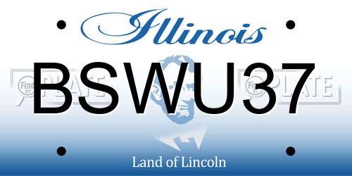 BSWU37 Illinois License Plate