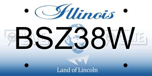 BSZ38W Illinois License Plate