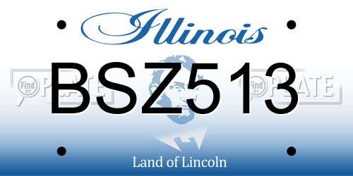 BSZ513 Illinois License Plate