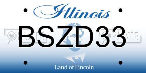BSZD33 Illinois License Plate