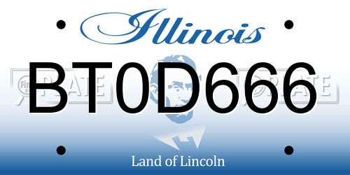 BT0D666 Illinois License Plate