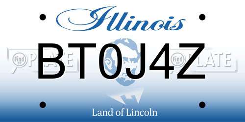 BT0J4Z Illinois License Plate