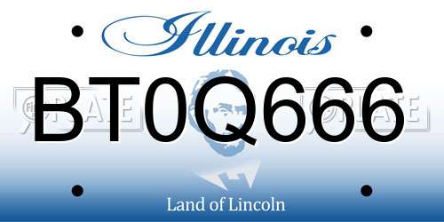 BT0Q666 Illinois License Plate