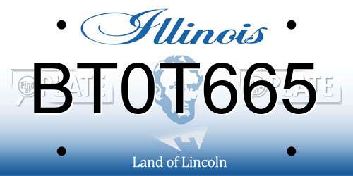 BT0T665 Illinois License Plate