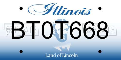 BT0T668 Illinois License Plate