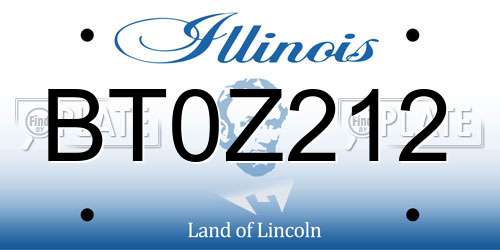 BT0Z212 Illinois License Plate
