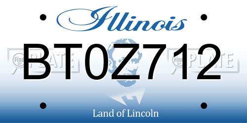 BT0Z712 Illinois License Plate