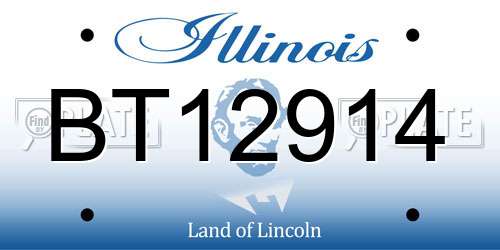 BT12914 Illinois License Plate