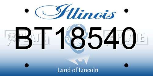 BT18540 Illinois License Plate
