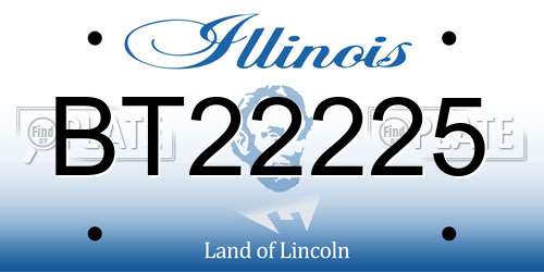 BT22225 Illinois License Plate
