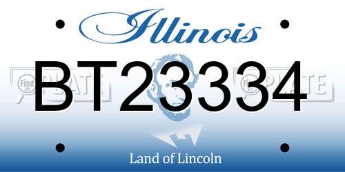BT23334 Illinois License Plate