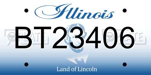 BT23406 Illinois License Plate