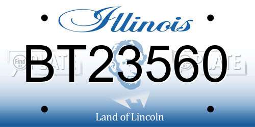 BT23560 Illinois License Plate